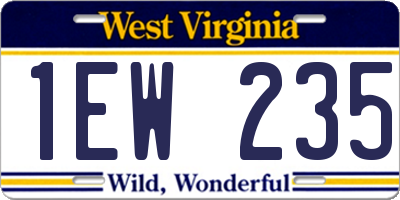 WV license plate 1EW235