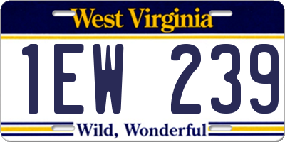 WV license plate 1EW239