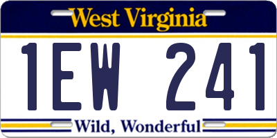 WV license plate 1EW241
