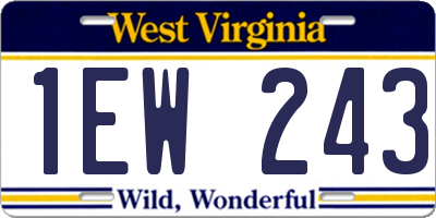 WV license plate 1EW243