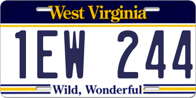 WV license plate 1EW244