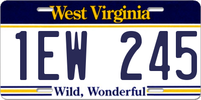 WV license plate 1EW245