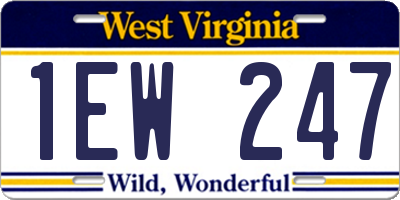 WV license plate 1EW247