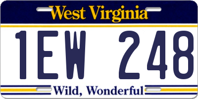 WV license plate 1EW248