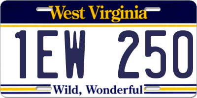 WV license plate 1EW250