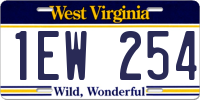 WV license plate 1EW254