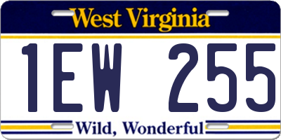 WV license plate 1EW255