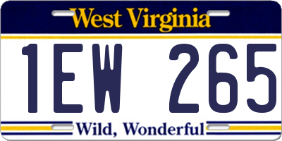 WV license plate 1EW265