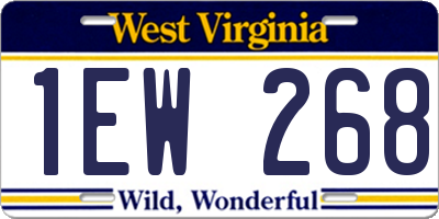 WV license plate 1EW268