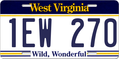 WV license plate 1EW270