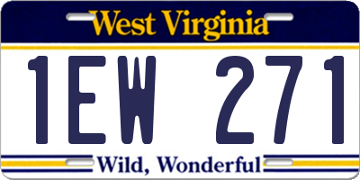 WV license plate 1EW271