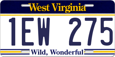 WV license plate 1EW275