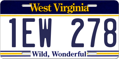 WV license plate 1EW278