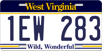 WV license plate 1EW283