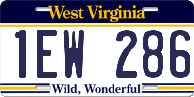WV license plate 1EW286