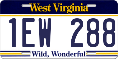 WV license plate 1EW288