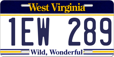 WV license plate 1EW289