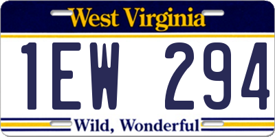 WV license plate 1EW294
