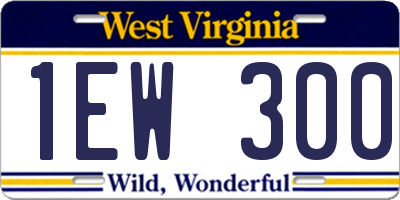 WV license plate 1EW300