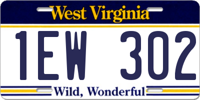 WV license plate 1EW302