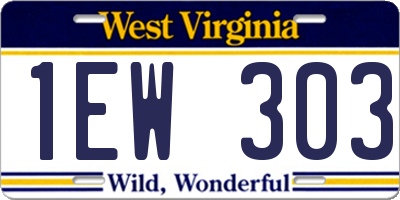WV license plate 1EW303