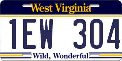 WV license plate 1EW304