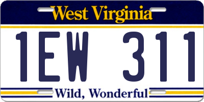 WV license plate 1EW311