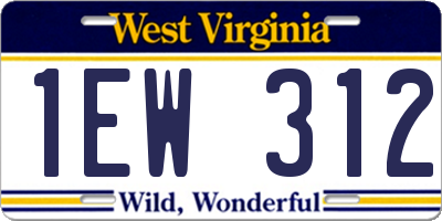 WV license plate 1EW312