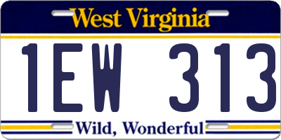 WV license plate 1EW313