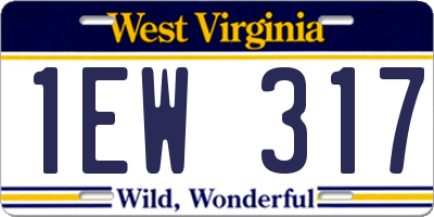 WV license plate 1EW317
