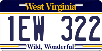 WV license plate 1EW322