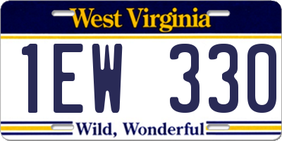 WV license plate 1EW330