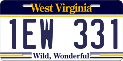 WV license plate 1EW331