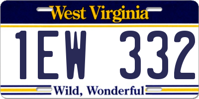 WV license plate 1EW332
