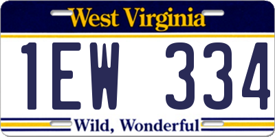 WV license plate 1EW334