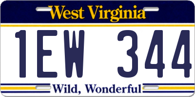 WV license plate 1EW344
