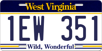 WV license plate 1EW351