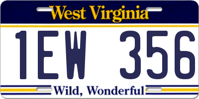 WV license plate 1EW356