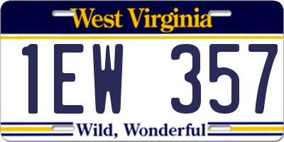 WV license plate 1EW357