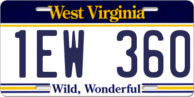 WV license plate 1EW360