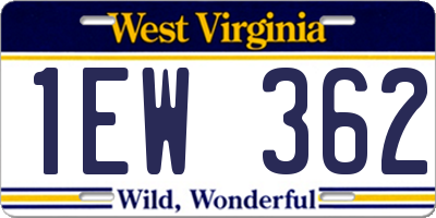 WV license plate 1EW362