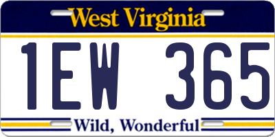 WV license plate 1EW365