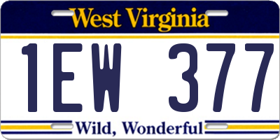 WV license plate 1EW377