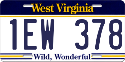 WV license plate 1EW378