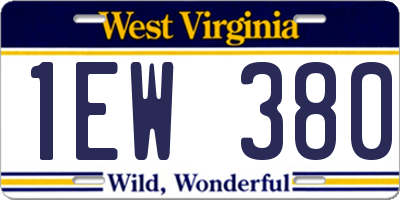 WV license plate 1EW380