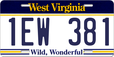 WV license plate 1EW381