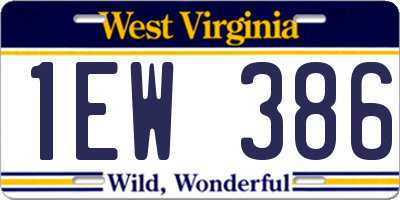 WV license plate 1EW386