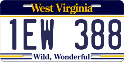 WV license plate 1EW388