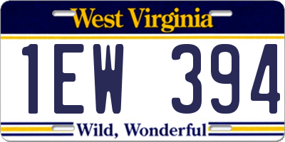 WV license plate 1EW394