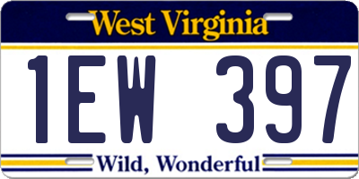 WV license plate 1EW397